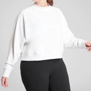 NWOT! ATHLETA~ Bounce Back Crop Sweatshirt in White. Size 1X.